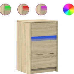 vidaXL Armoire de chevet avec lumières LED chêne sonoma