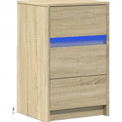vidaXL Armoire de chevet avec lumières LED chêne sonoma