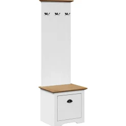 vidaXL Armoire de couloir avec crochets BODO blanc marron 50x40x157 cm
