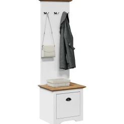 vidaXL Armoire de couloir avec crochets BODO blanc marron 50x40x157 cm
