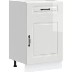 vidaXL Armoire de cuisine Kalmar blanc brillant bois ingénierie