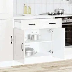 vidaXL Armoire de cuisine Kalmar blanc brillant bois ingénierie