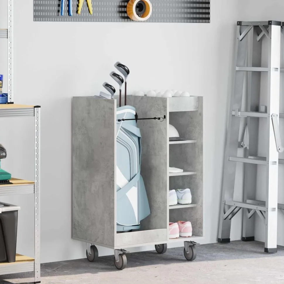 vidaXL Armoire de Golf avec roue Uni Gris béton 65 x 45 x 98 cm