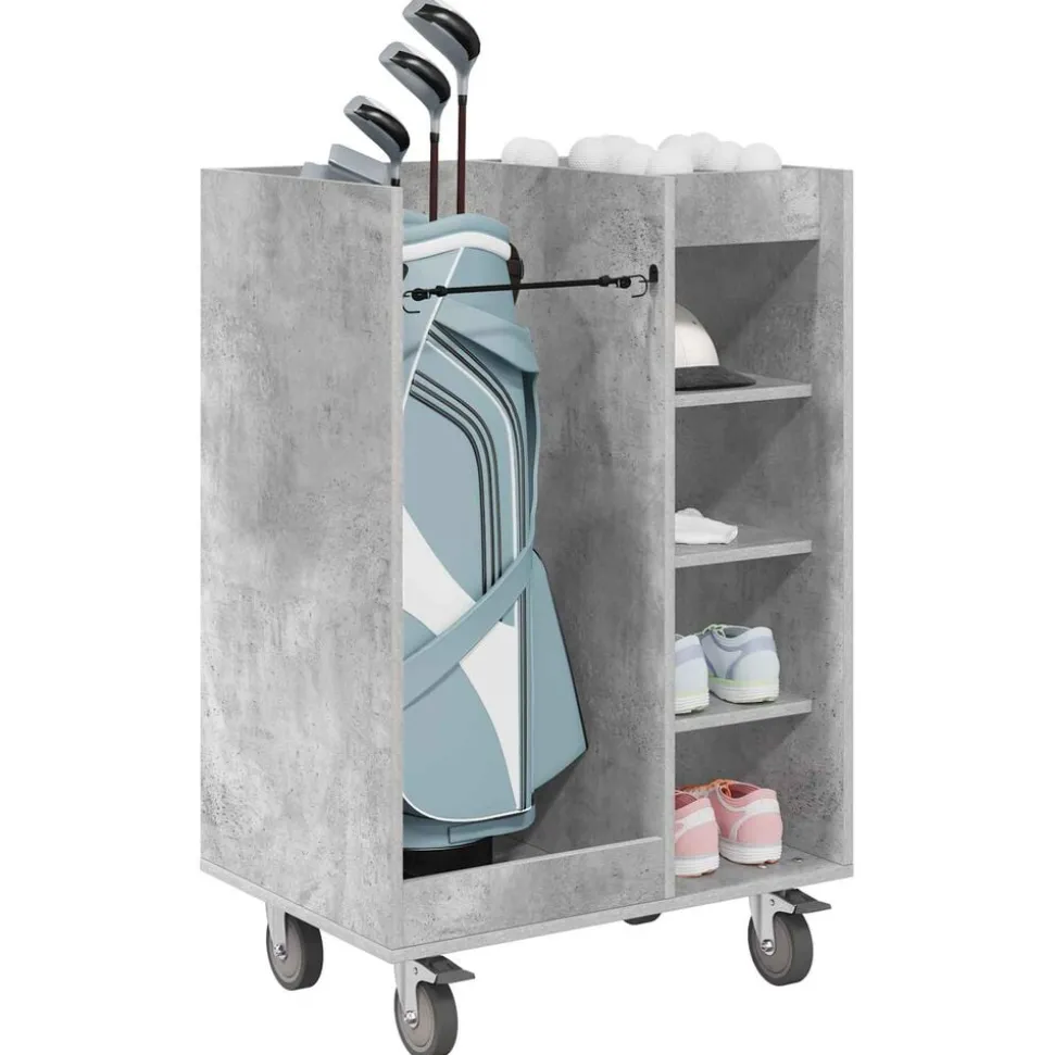 vidaXL Armoire de Golf avec roue Uni Gris béton 65 x 45 x 98 cm