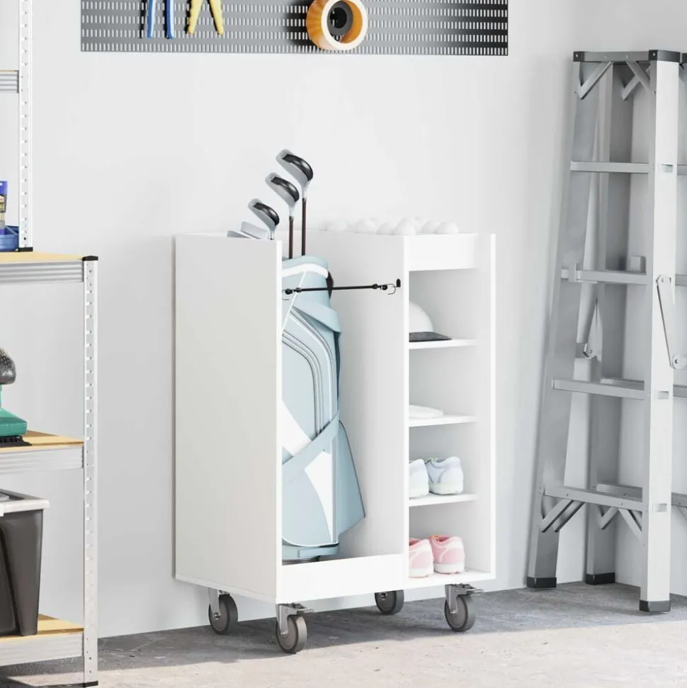 vidaXL Armoire de Golf avec roue Uni Blanc 65 x 45 x 98 cm