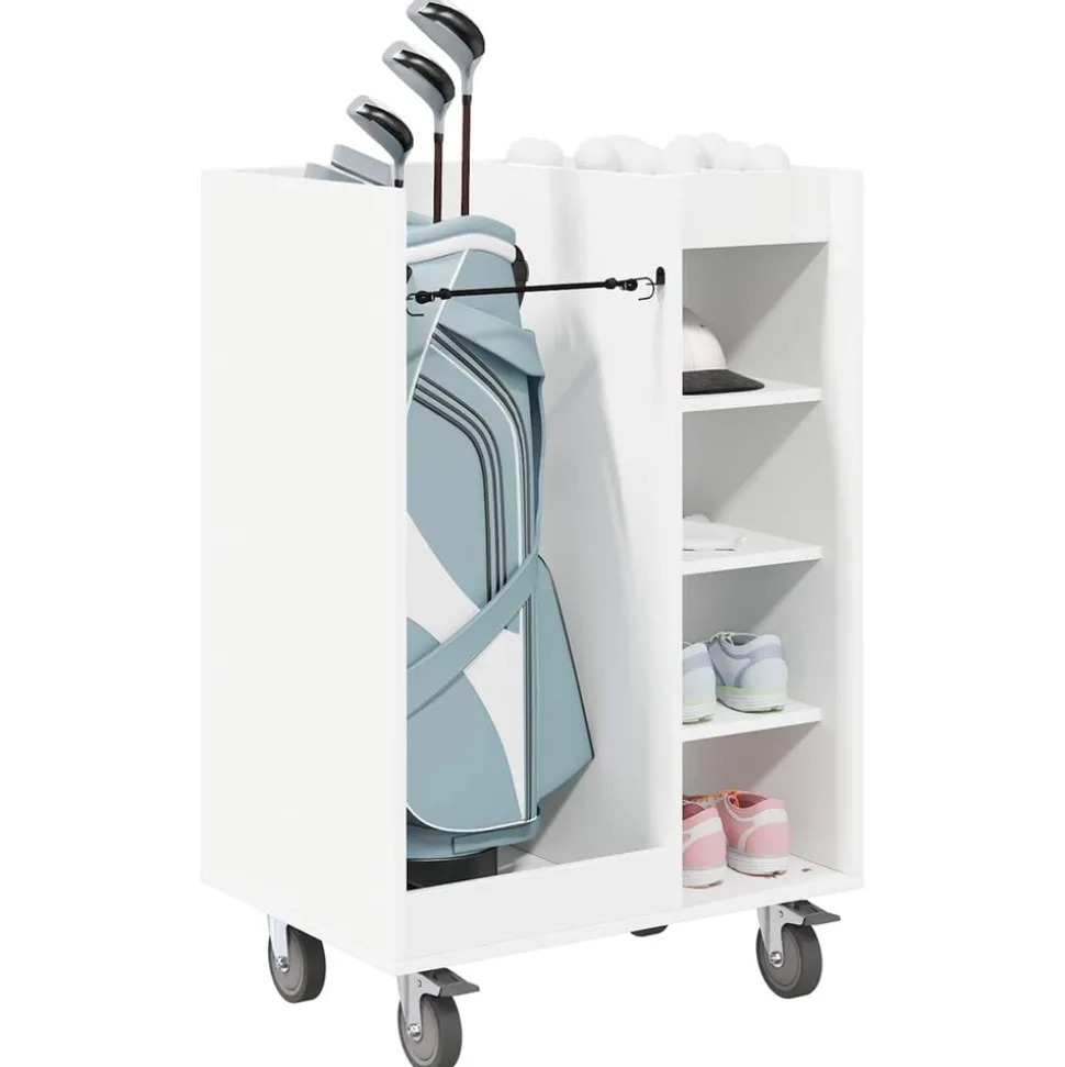 vidaXL Armoire de Golf avec roue Uni Blanc 65 x 45 x 98 cm