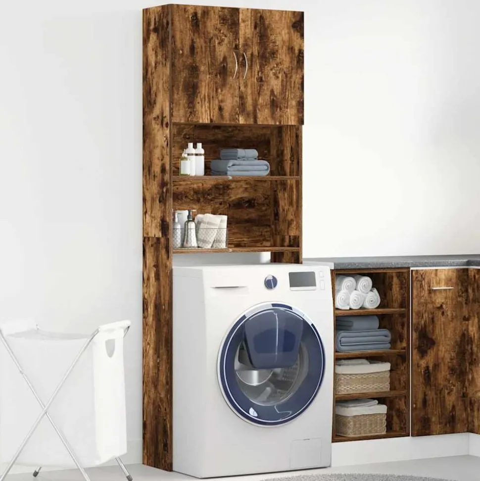 vidaXL Armoire de machine à laver chêne fumé bois d'ingénierie