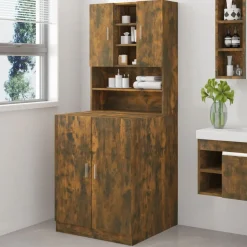 vidaXL Armoire de machine à laver Chêne fumé Bois d’ingénierie