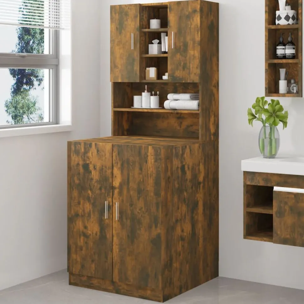 vidaXL Armoire de machine à laver Chêne fumé Bois d’ingénierie