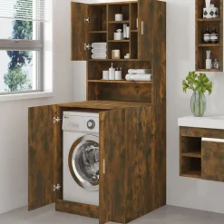 vidaXL Armoire de machine à laver Chêne fumé Bois d’ingénierie