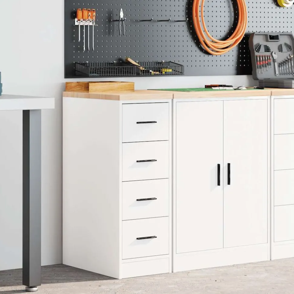 vidaXL Armoire de rangement de garage blanc 30x51x85 cm bois de pin