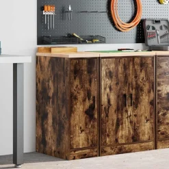 vidaXL Armoire de rangement de garage chêne fumé 30x51x85 cm bois pin
