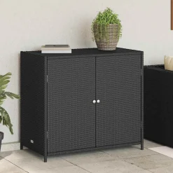 vidaXL Armoire de rangement de jardin noir 83x45x76 cm résine tressée