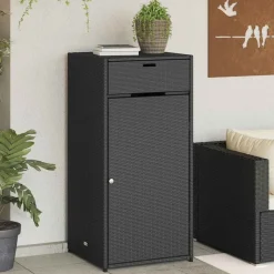 vidaXL Armoire de rangement de jardin noir 55x55x111 cm résine tressée