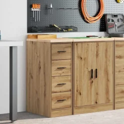 vidaXL Armoire de rangement de garage chêne artisanal bois de pin