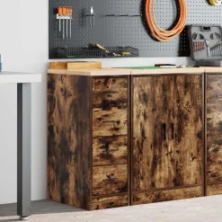 vidaXL Armoire de rangement de garage chêne fumé 30x51x85 cm bois pin