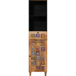 vidaXL Armoire de salle de bain avec tiroir Naturel 38 x 33 x 160 cm