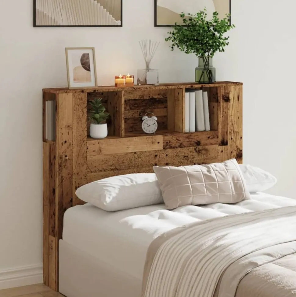 vidaXL Armoire de tête de lit vieux bois 120x19x104,5 cm