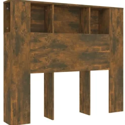 vidaXL Armoire de tête de lit chêne fumé 120x18,5x102,5 cm