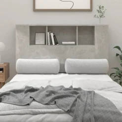vidaXL Armoire de tête de lit gris béton 120x18,5x102,5 cm