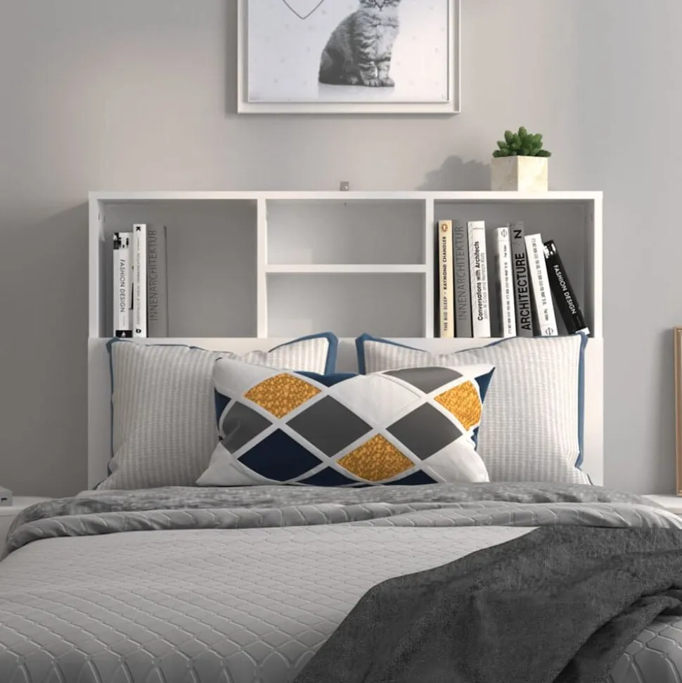vidaXL Armoire de tête de lit Blanc 100x19x103,5 cm