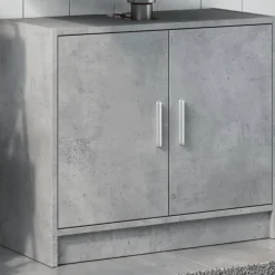 vidaXL Armoire d'évier gris béton 63x29x55 cm bois d'ingénierie