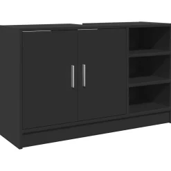 vidaXL Armoire d'évier noir 90x29x55 cm bois d'ingénierie