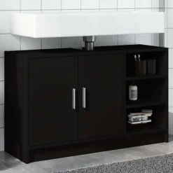 vidaXL Armoire d'évier noir 90x29x55 cm bois d'ingénierie