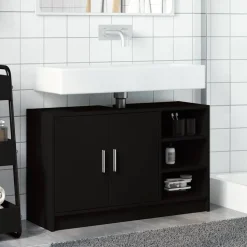 vidaXL Armoire d'évier noir 90x29x55 cm bois d'ingénierie