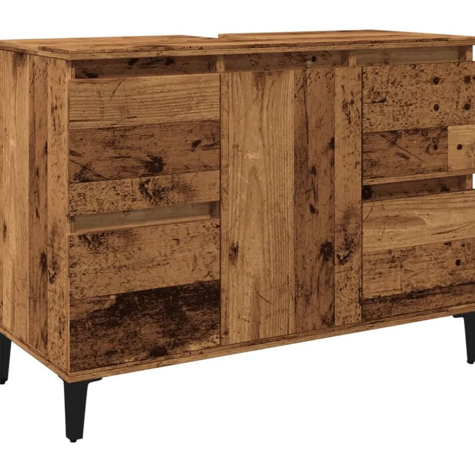 vidaXL Armoire d'évier vieux bois 80x33x60 cm bois d'ingénierie