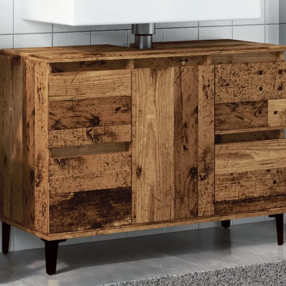 vidaXL Armoire d'évier vieux bois 80x33x60 cm bois d'ingénierie