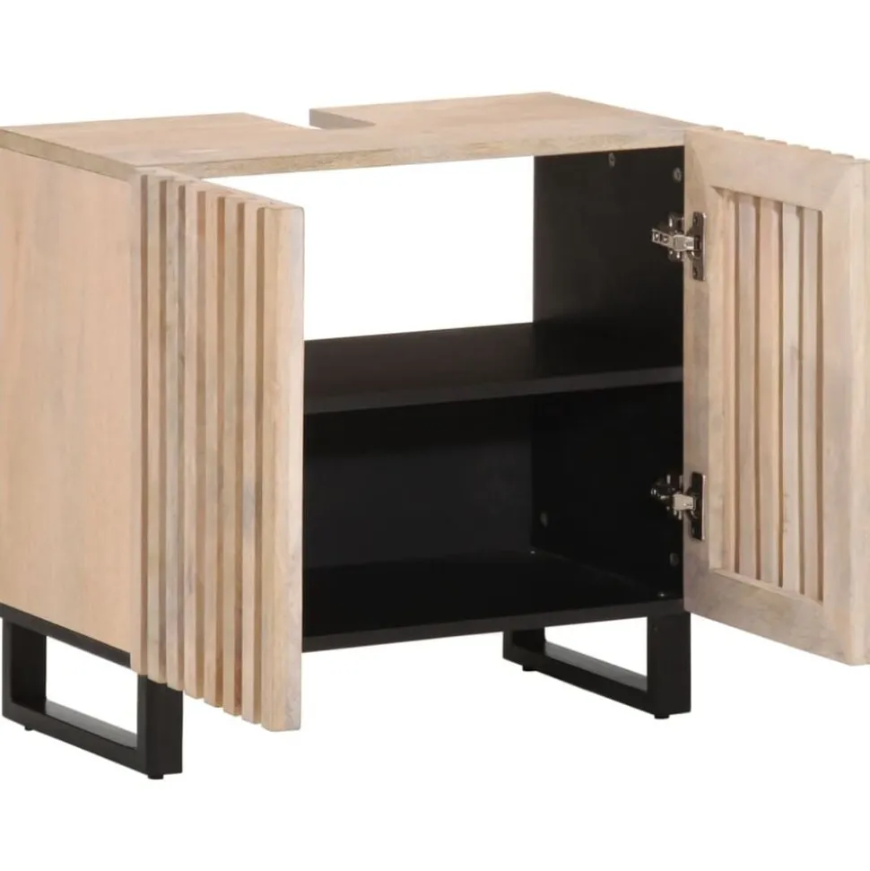 vidaXL Armoire lavabo de bain 62x34x58 cm bois massif de manguier