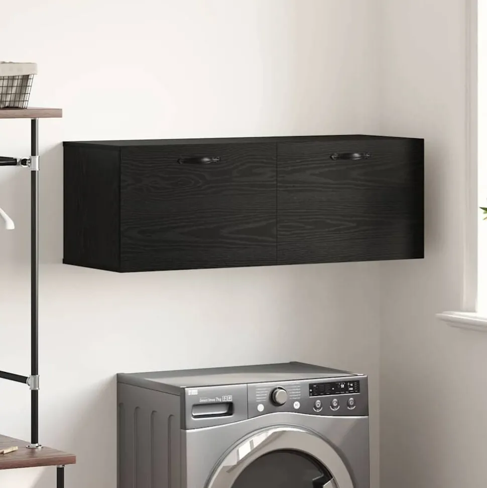 vidaXL Armoire Murale Chêne noir 100 x 36,5 x 35 cm Bois d'ingénierie