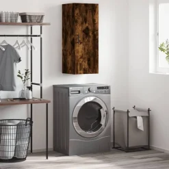 vidaXL Armoire murale chêne fumé 34,5x34x90 cm