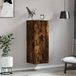 vidaXL Armoire murale chêne fumé 34,5x34x90 cm