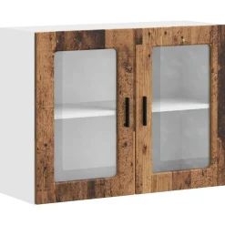 vidaXL Armoire murale de cuisine avec porte en verre Porto vieux bois