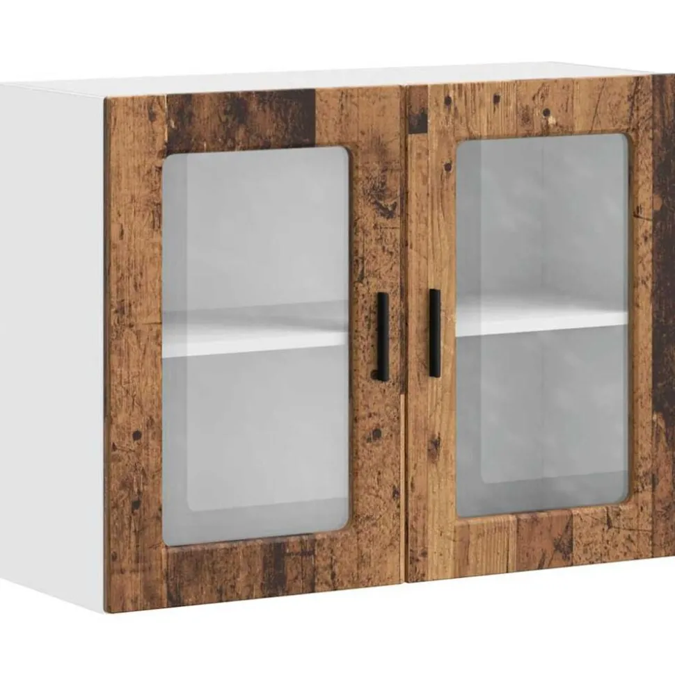 vidaXL Armoire murale de cuisine avec porte en verre Porto vieux bois