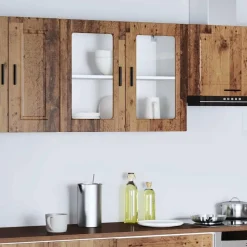 vidaXL Armoire murale de cuisine avec porte en verre Porto vieux bois