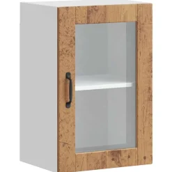 vidaXL Armoire murale de cuisine avec porte en verre Porto vieux bois
