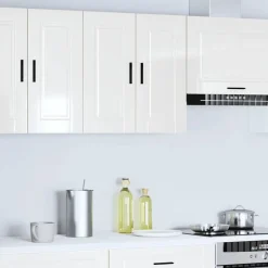 vidaXL Armoire murale de cuisine Porto blanc brillant bois ingénierie