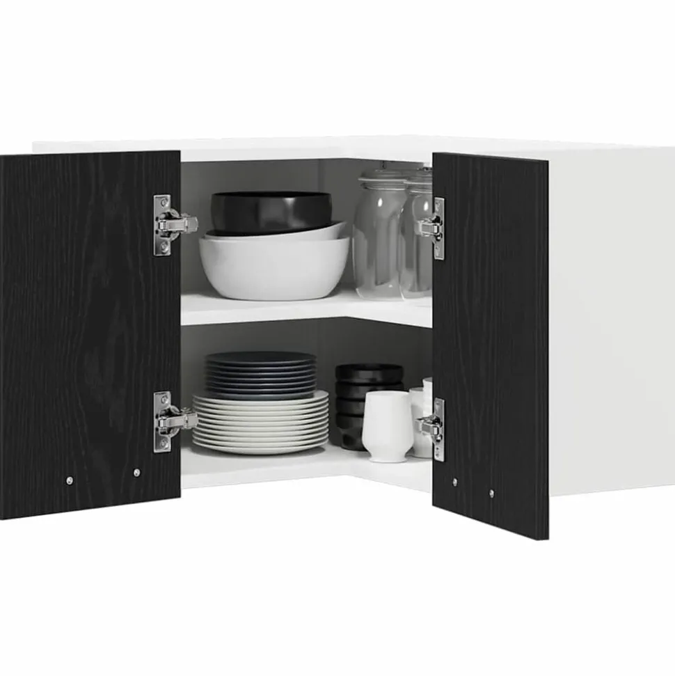 vidaXL Armoire suspendue Chêne noir et Blanc 57 x 57 x 40 cm
