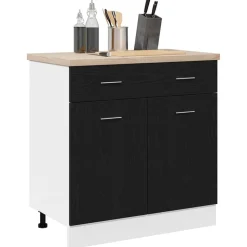 vidaXL Armoire suspendue avec tiroir Chêne noir 80 x 31 x 81,5 cm
