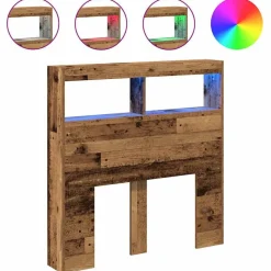 vidaXL Armoire tête de lit avec LED vieux bois 100x17x102 cm