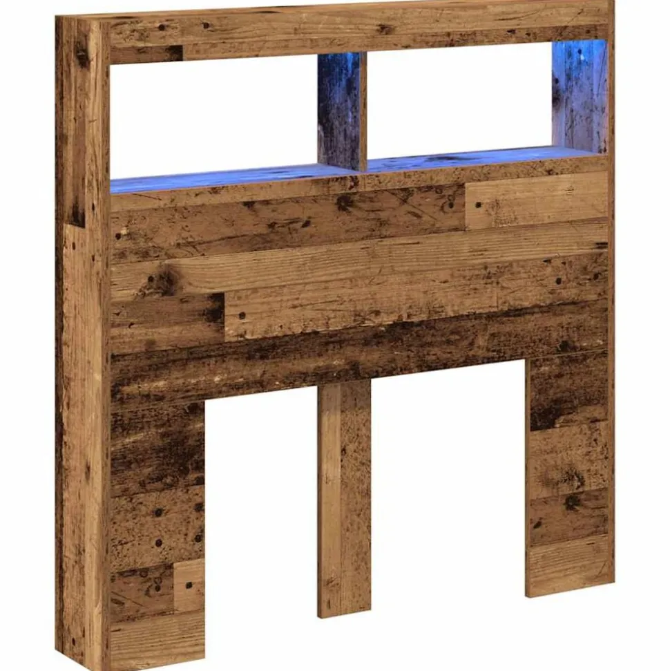 vidaXL Armoire tête de lit avec LED vieux bois 100x17x102 cm