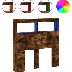 vidaXL Armoire tête de lit avec LED chêne fumé 100x17x102 cm