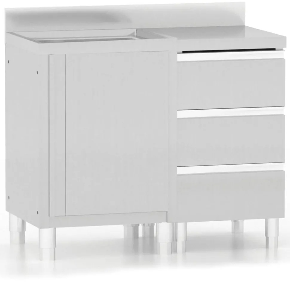 vidaXL Armoires de cuisine commerciales 2 pièces en acier inoxydable