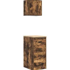 vidaXL Armoires de garage 2 pcs chêne fumé bois d'ingénierie