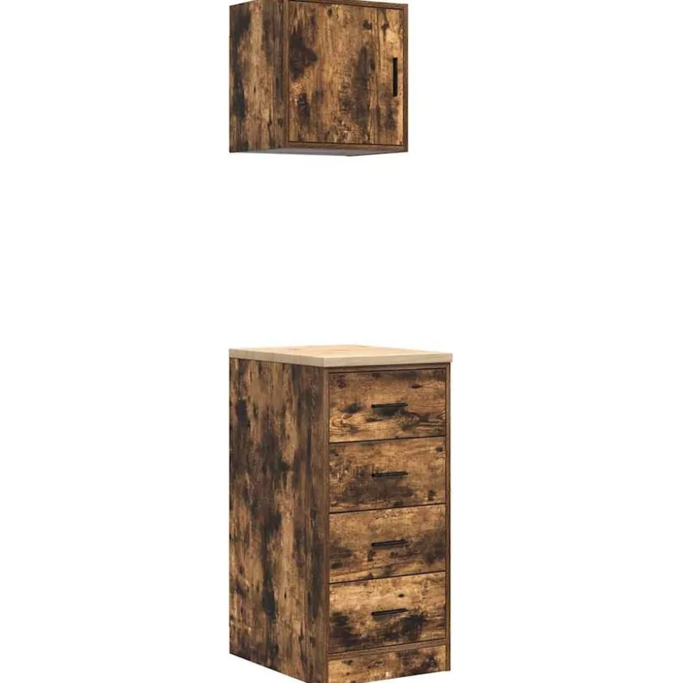 vidaXL Armoires de garage 2 pcs chêne fumé bois d'ingénierie