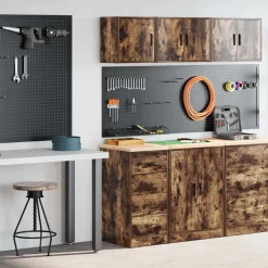 vidaXL Armoires de garage 2 pcs chêne fumé bois d'ingénierie