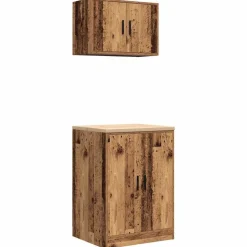 vidaXL Armoires de garage 2 pcs vieux bois bois d'ingénierie